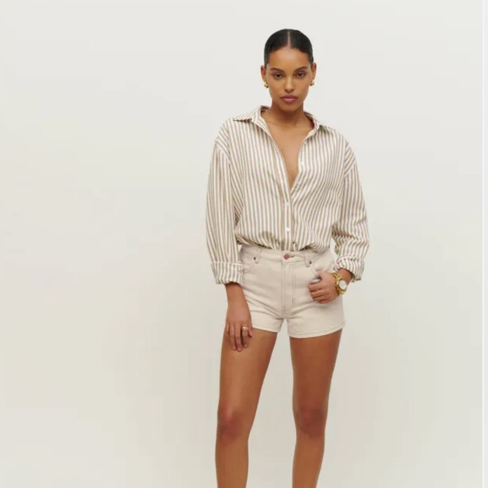 Reformation Cowboy High Rise Jean Shorts in Almond size 27
